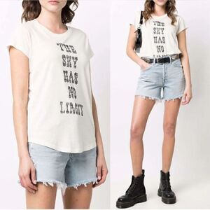 Zadig and Voltaire The Sky Has No Limit black on Off White T-shirt top NWT. M